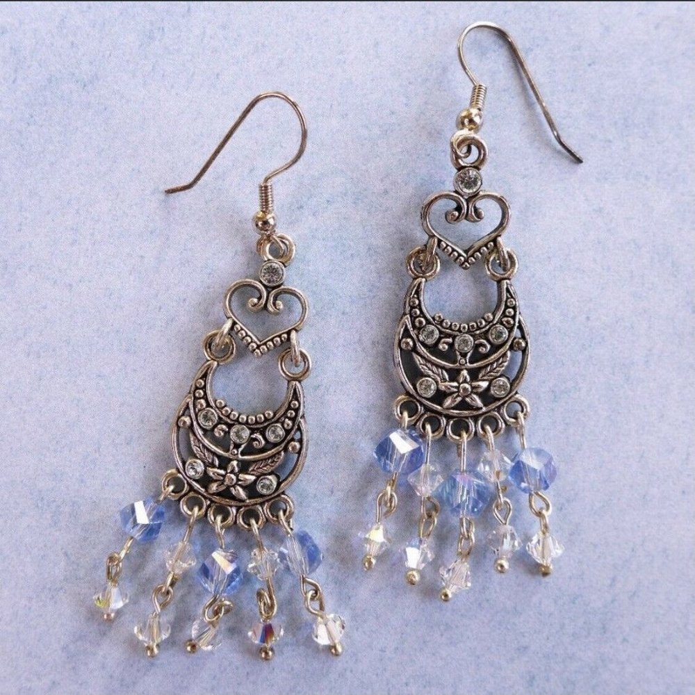 Blue Ice Swarovski Crystals Chandelier earrings